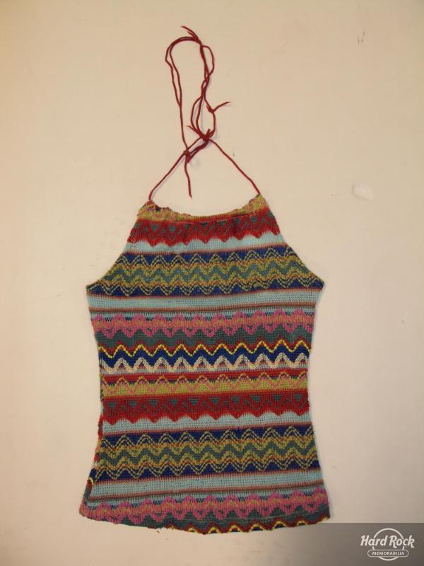 MULTI-COLORED KNIT HALTER TOP