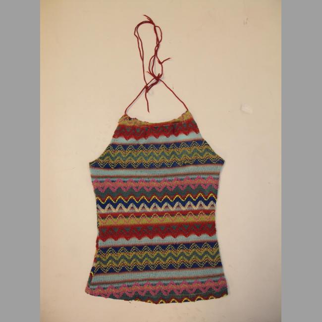 MULTI-COLORED KNIT HALTER TOP