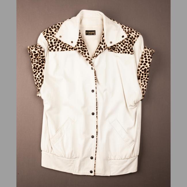 Satin-Lined Leather Jacket With Leopard Print